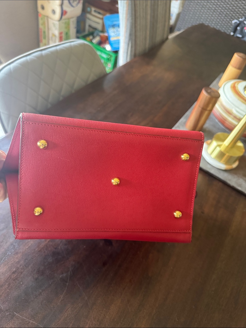 Longchamp Red Leather Satchel Tote with Detachable Strap - Picture 4 of 10